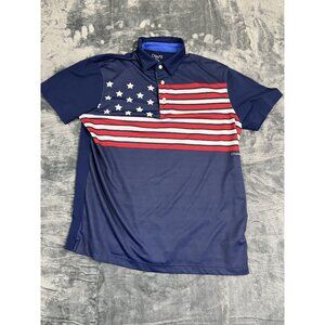 Chaps Golf Mens Polo Shirt American Flag  Navy Red White Stars & Stripes  M